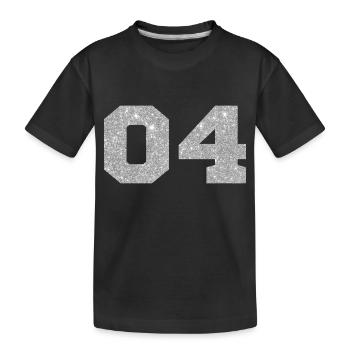 Number 4 Silver Glitter - 4th Anniversary - Kids' Premium Organic T-Shirt - black - Front