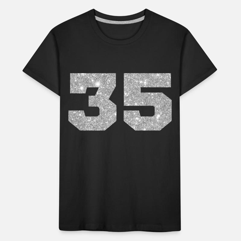Nummer 35 Silberner Glitzer - 35. Jubiläum Kinder Premium Bio T-Shirt