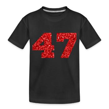Number 47 Red Glitter - 47th Anniversary - Kids' Premium Organic T-Shirt - black - Front