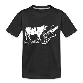 Muhsiker - Kug mit Gitarre - hell - Kinder Premium Bio T-Shirt - Schwarz - Vorne
