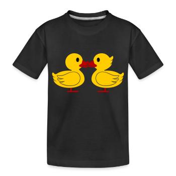Duck Kiss - Kids' Premium Organic T-Shirt - black - Front