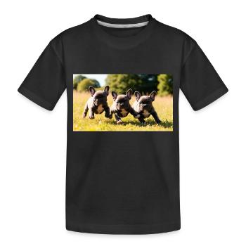 Chiot bouledogue français joueur avec de beaux yeux - T-shirt bio Premium Enfant - noir - Devant