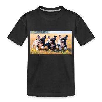 French Bulldog Welpen verspielt mit schönen Augen - Kinder Premium Bio T-Shirt - Schwarz - Vorne