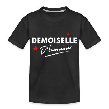 Demoiselle d’honneur cœurs - cadeau la mariée - T-shirt bio Premium Enfant - noir - Devant