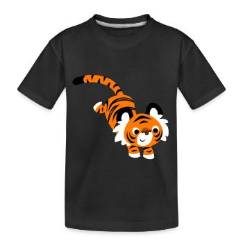 Süßer Springender Tiger von Cheerful Madness!! - Kinder Premium Bio T-Shirt - Schwarz - Vorne