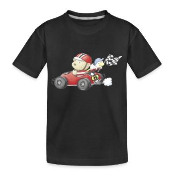PP_Rennfahrer_01 - Kinder Premium Bio T-Shirt - Schwarz - Vorne