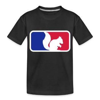 sport rot blau logo schwarz eichhoernchen nagetier - Kinder Premium Bio T-Shirt - Schwarz - Vorne