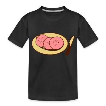 teller messer salami wurstbrot lyoner scheiben fle - Kinder Premium Bio T-Shirt - Schwarz - Vorne