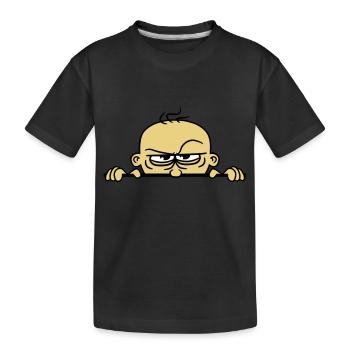 boeses gesicht verstecken mauer schild lustig comi - Kinder Premium Bio T-Shirt - Schwarz - Vorne