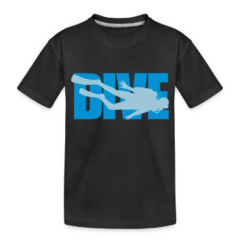 text dive logo sport taucher spass verein unterwas - Kinder Premium Bio T-Shirt - Schwarz - Vorne