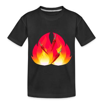 Feuriger Chilli schaft Gewürze Speise gesund - Kinder Premium Bio T-Shirt - Schwarz - Vorne