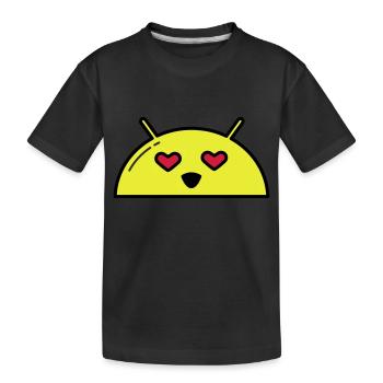 Love Alien Face Emoticon - Kids' Premium Organic T-Shirt - black - Front