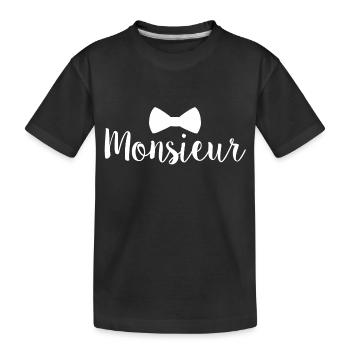 Monsieur Bowtie white - Kids' Premium Organic T-Shirt - black - Front