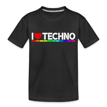 I love Techno - Kinder Premium Bio T-Shirt - Schwarz - Vorne
