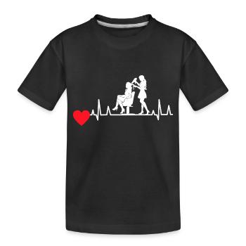 Hairdresser Heartbeat Girl Woman Frisöse Scissors - Kids' Premium Organic T-Shirt - black - Front