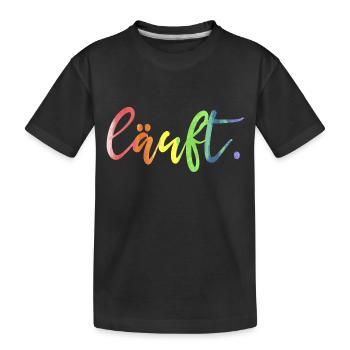 Läuft Läufer Geschenk Regenbogen Farben - Kinder Premium Bio T-Shirt - Schwarz - Vorne