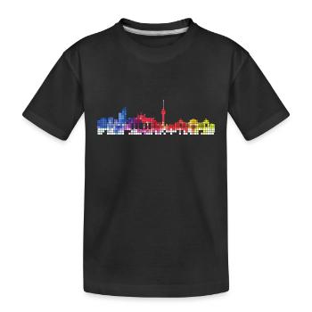 Berlin Germany City Skyline Pixel Colorful - Kids' Premium Organic T-Shirt - black - Front