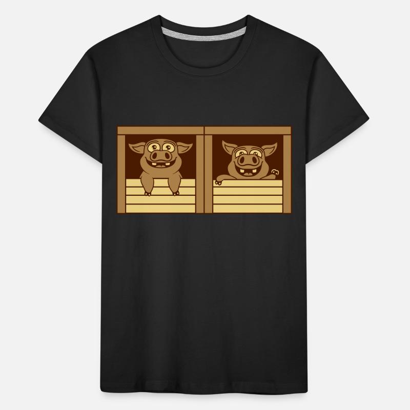 2 Comic Stable Pigs Kids' Premium Organic T-Shirt