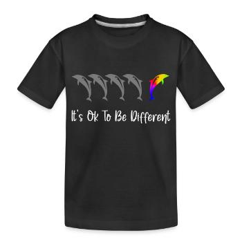 It's Ok To Be Different - Dolphins - Kids' Premium Organic T-Shirt - black - Front
