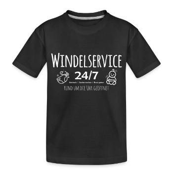 Windelservice rund um die Uhr - weiße Schrift - Kinder Premium Bio T-Shirt - Schwarz - Vorne