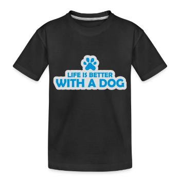 better with a dog - Kids' Premium Organic T-Shirt - black - Front
