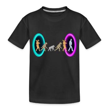 Evolution through portals - Kids' Premium Organic T-Shirt - black - Front