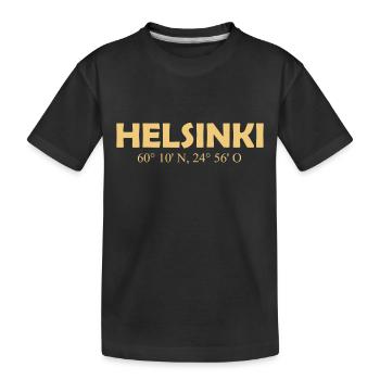 Helsinki Finland - Coordinates Longitude Latitude - Kinder Premium Bio T-Shirt - Schwarz - Vorne