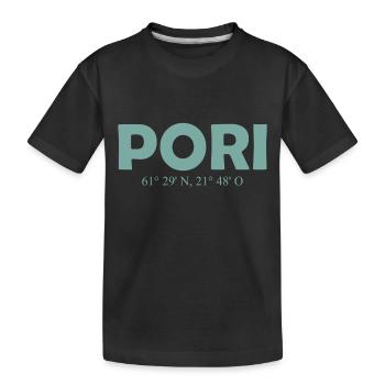Pori - Finland - Coordinates - Longitude Latitude - Kinder Premium Bio T-Shirt - Schwarz - Vorne