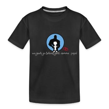 un jour je serais fort comme papa - T-shirt bio Premium Enfant - noir - Devant