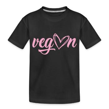 Veganer Herz - Tierliebe, Tierschutz & Vegan - Kinder Premium Bio T-Shirt - Schwarz - Vorne
