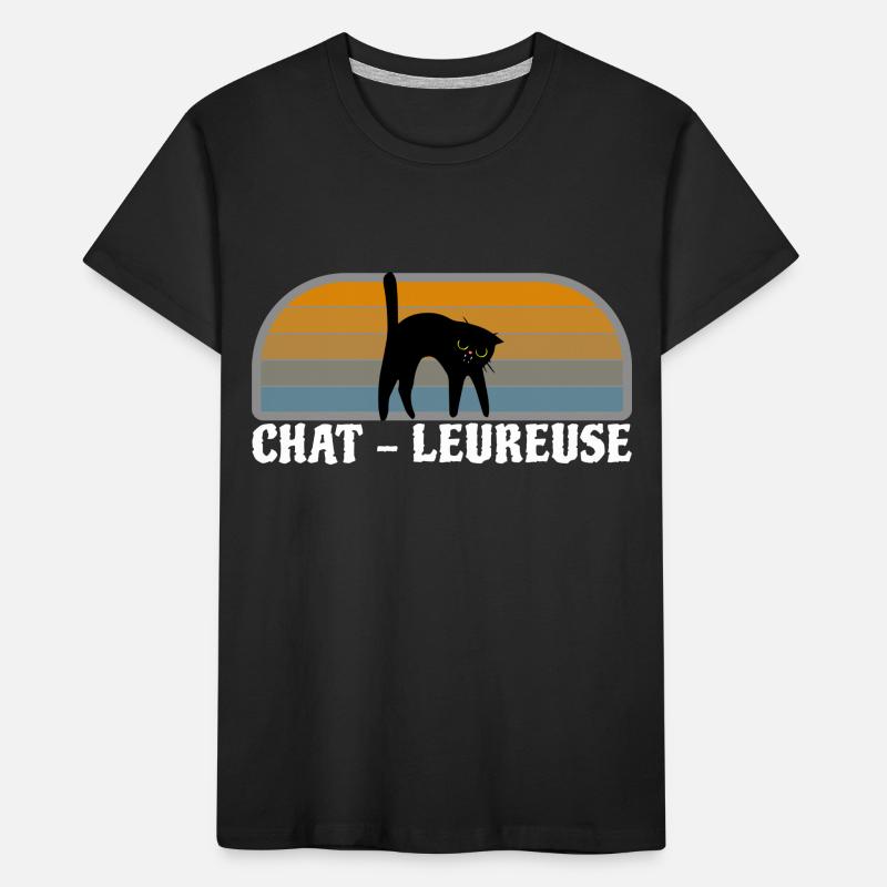 Chat noir , chat-leureuse. T-shirt bio Premium Enfant
