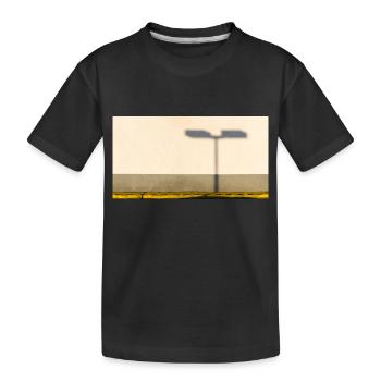 Der Schatten der Straßenlaterne an der Fassade - Kinder Premium Bio T-Shirt - Schwarz - Vorne