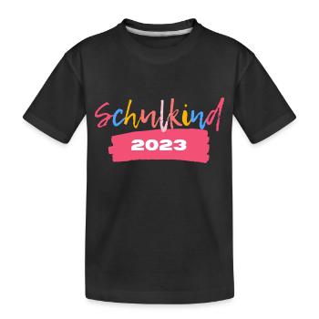 Schulkind 2023 T-Shirt Einschulung - Kinder Premium Bio T-Shirt - Schwarz - Vorne