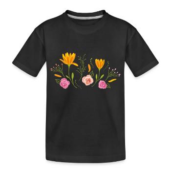 Blooming flowers - Kids' Premium Organic T-Shirt - black - Front
