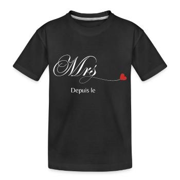 Matching personalized couple T-shirt Mr and Mrs - Kids' Premium Organic T-Shirt - black - Front