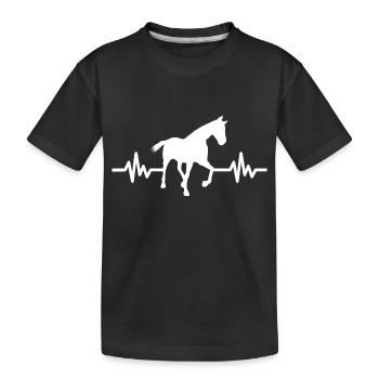 Herzschlag - Pferd Hengst Stute Ross Reitsport - Kinder Premium Bio T-Shirt - Schwarz - Vorne