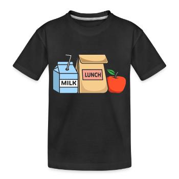Mittagessen Milch Apfel - Kinder Premium Bio T-Shirt - Schwarz - Vorne