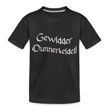 Gewidder Dunnerkeidel / Gewitter donner keil - Kinder Premium Bio T-Shirt - Schwarz - Vorne