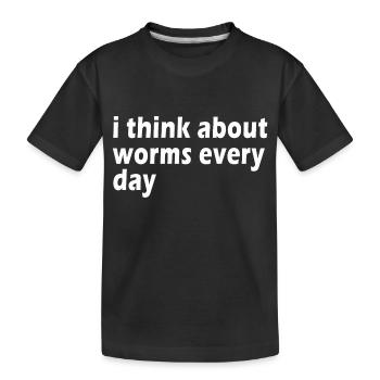 Je pense aux vers tous les jours Citation drôle - T-shirt bio Premium Enfant - noir - Devant