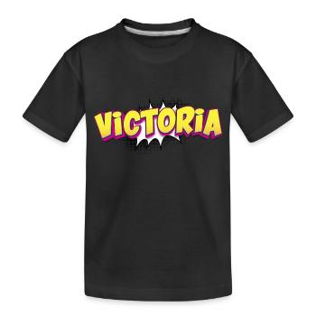 Victoria Custom Name Comic Book Style Pop Art, - Kids' Premium Organic T-Shirt - black - Front