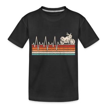 Motorcyclist heartbeat - Kids' Premium Organic T-Shirt - black - Front
