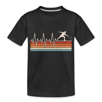 Badminton player heartbeat - Kids' Premium Organic T-Shirt - black - Front