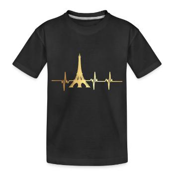 Herzschlag des Eiffelturms - Kinder Premium Bio T-Shirt - Schwarz - Vorne