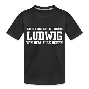 Ludwig Name Design - Kinder Premium Bio T-Shirt - Schwarz - Vorne