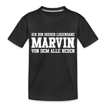 Marvin Name Design - Kinder Premium Bio T-Shirt - Schwarz - Vorne