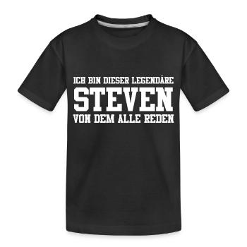Steven Name Design - Kinder Premium Bio T-Shirt - Schwarz - Vorne