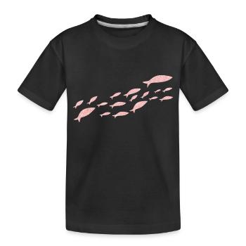Pink Gold Glitter Sardine Fish - Kids' Premium Organic T-Shirt - black - Front