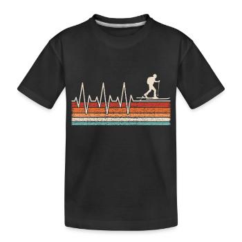 Ski tourer heartbeat - Kids' Premium Organic T-Shirt - black - Front