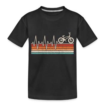 BMX Mountainbike Herzschlag BMX MTB - Kinder Premium Bio T-Shirt - Schwarz - Vorne