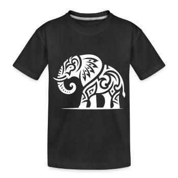 Elefanten Kunst Tattoo mit großen Stoßzähnen - Kinder Premium Bio T-Shirt - Schwarz - Vorne